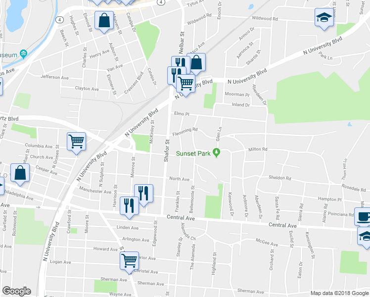 map of restaurants, bars, coffee shops, grocery stores, and more near 307 Franklin Street in Middletown