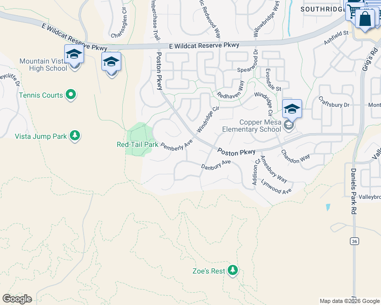 map of restaurants, bars, coffee shops, grocery stores, and more near 2768 Pemberly Avenue in Littleton