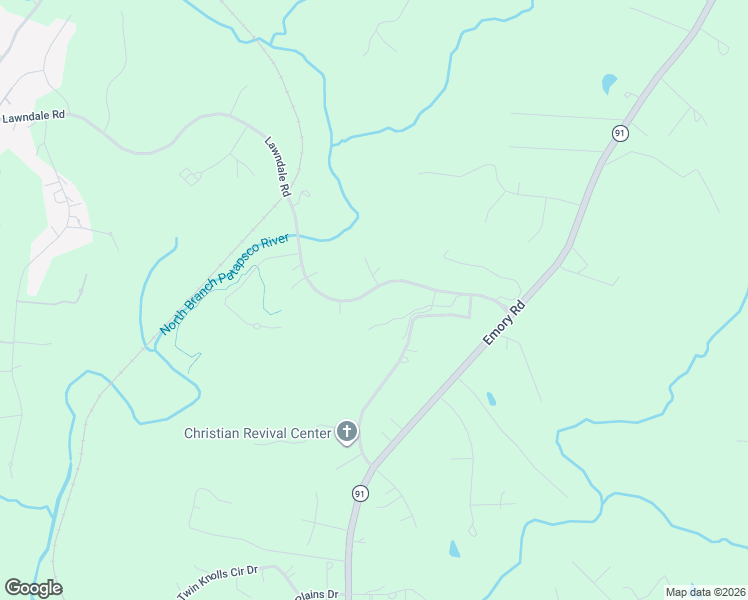 map of restaurants, bars, coffee shops, grocery stores, and more near 3355 Lawndale Road in Reisterstown