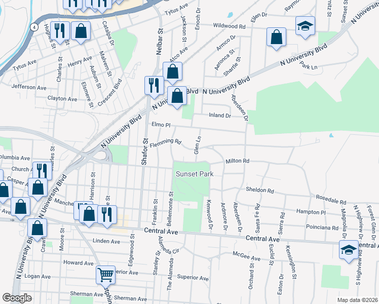 map of restaurants, bars, coffee shops, grocery stores, and more near 2616 Flemming Road in Middletown