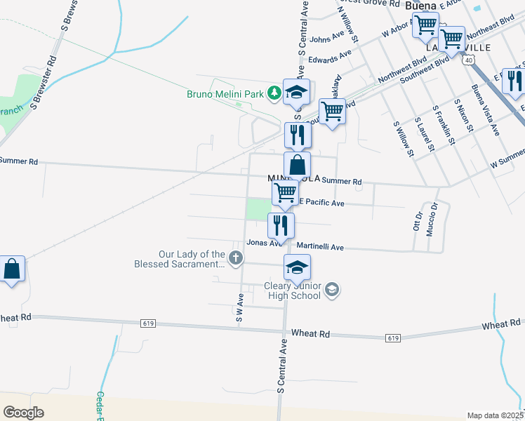 map of restaurants, bars, coffee shops, grocery stores, and more near 114 West Arctic Avenue in Buena
