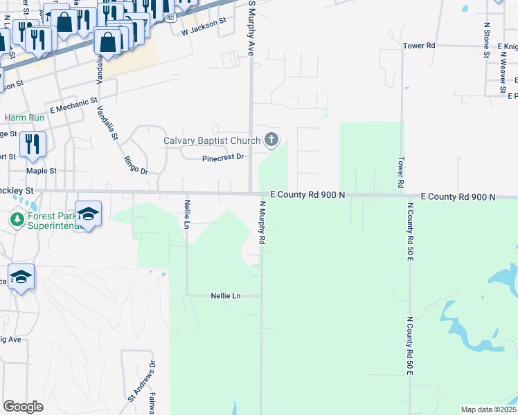 map of restaurants, bars, coffee shops, grocery stores, and more near 8981 North Murphy Road in Brazil