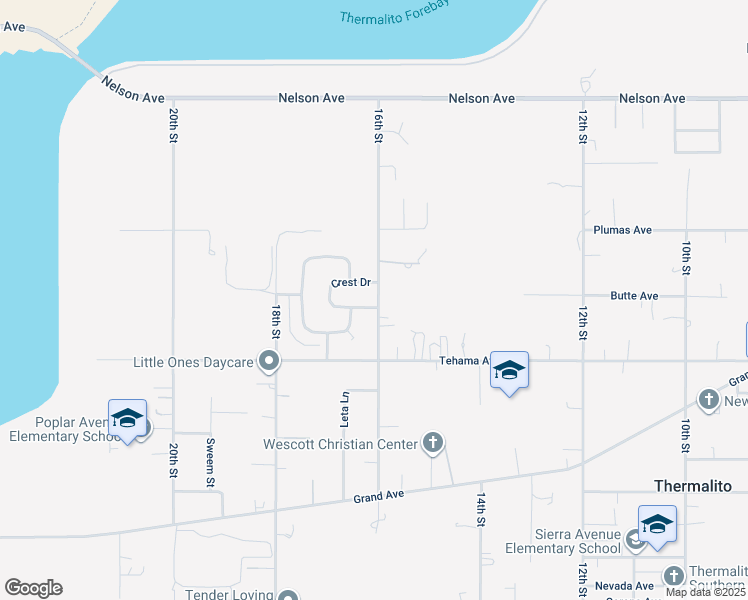 map of restaurants, bars, coffee shops, grocery stores, and more near 1883 16th Street in Oroville