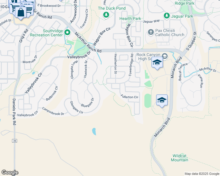 map of restaurants, bars, coffee shops, grocery stores, and more near 5212 Fullerton Lane in Littleton