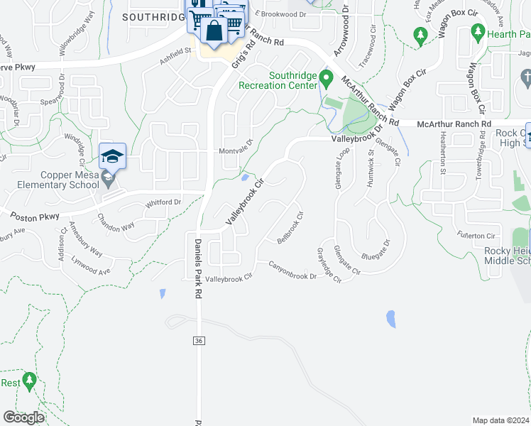 map of restaurants, bars, coffee shops, grocery stores, and more near 4344 Ivycrest Point in Littleton