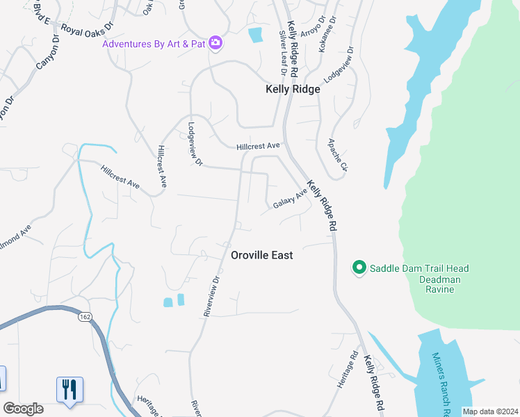 map of restaurants, bars, coffee shops, grocery stores, and more near 2 Galaxy Avenue in Oroville