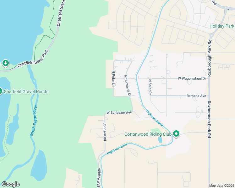 map of restaurants, bars, coffee shops, grocery stores, and more near 10692 North Polar Lane in Littleton