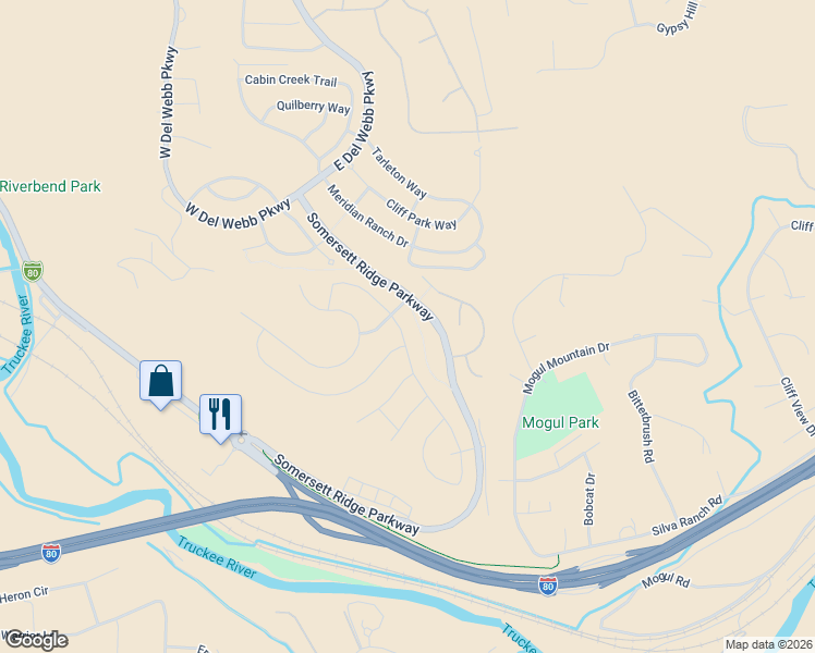 map of restaurants, bars, coffee shops, grocery stores, and more near 1080 Callaway Trail in Reno