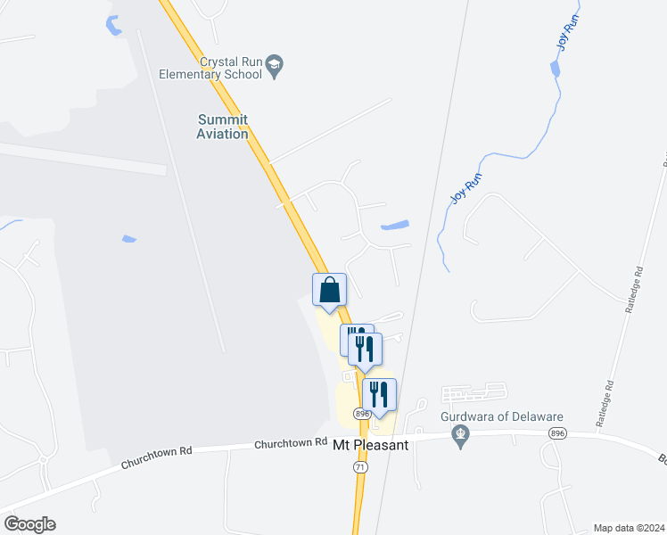 map of restaurants, bars, coffee shops, grocery stores, and more near 906 Waterlilly Lane in Middletown