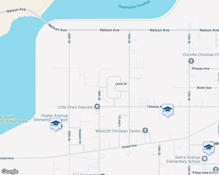 map of restaurants, bars, coffee shops, grocery stores, and more near 1900 Mountain Vista Drive in Oroville