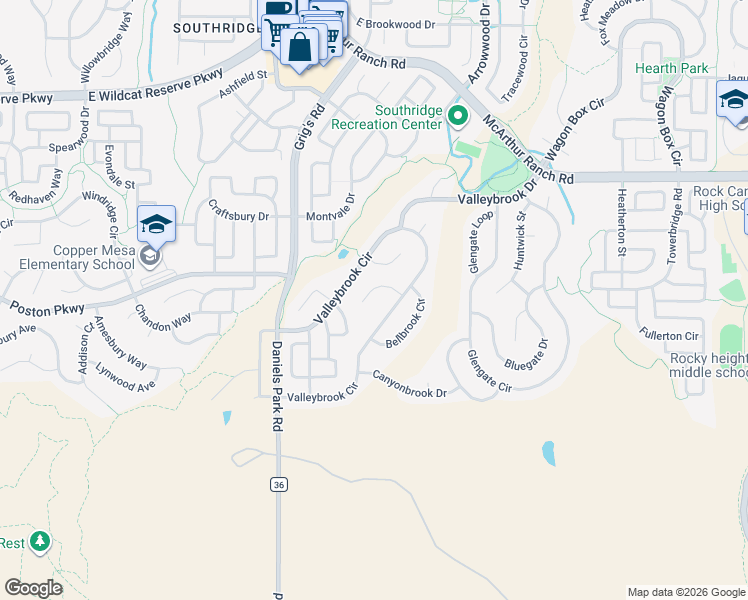 map of restaurants, bars, coffee shops, grocery stores, and more near 4344 Ivycrest Point in Littleton