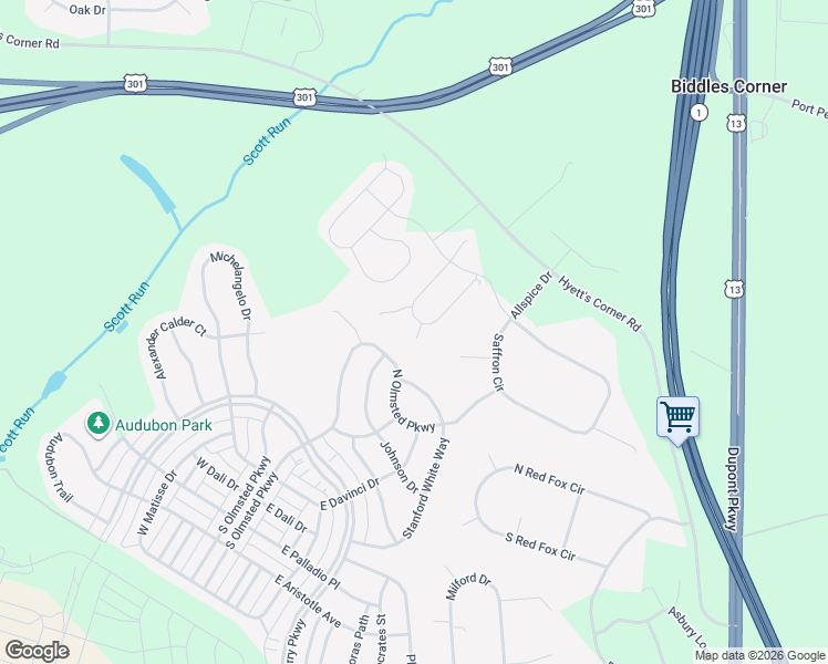 map of restaurants, bars, coffee shops, grocery stores, and more near 502 Ennis Court in Middletown