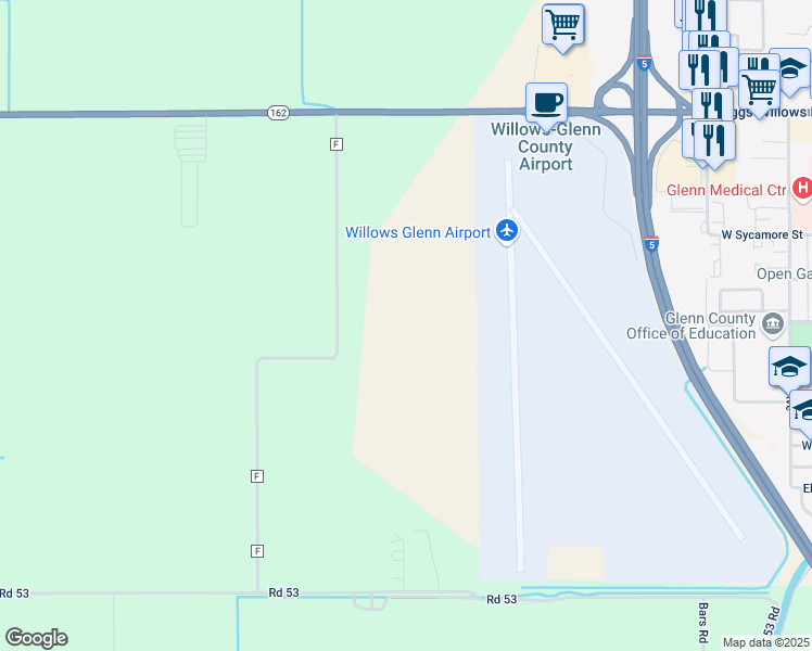 map of restaurants, bars, coffee shops, grocery stores, and more near 1760 County Road FF in Willows