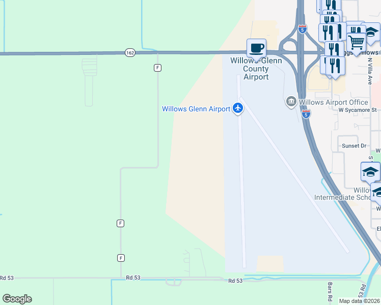 map of restaurants, bars, coffee shops, grocery stores, and more near in Willows