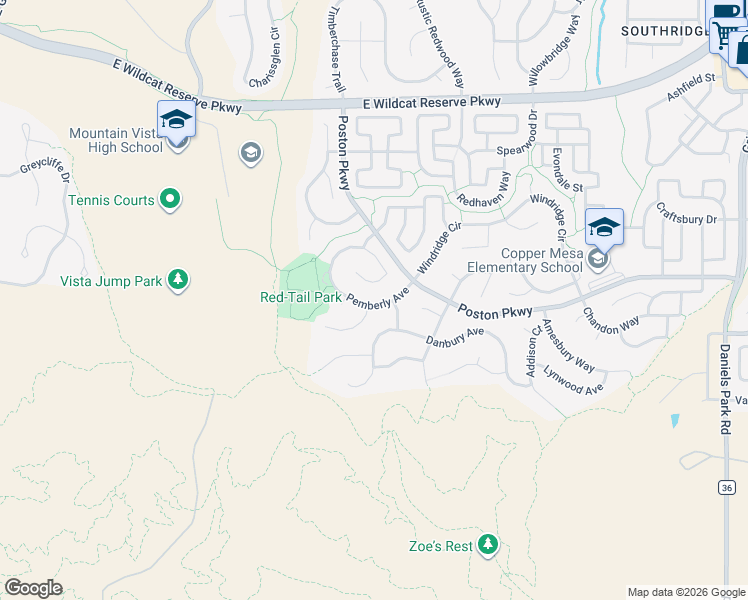 map of restaurants, bars, coffee shops, grocery stores, and more near 2691 Shadecrest Place in Littleton