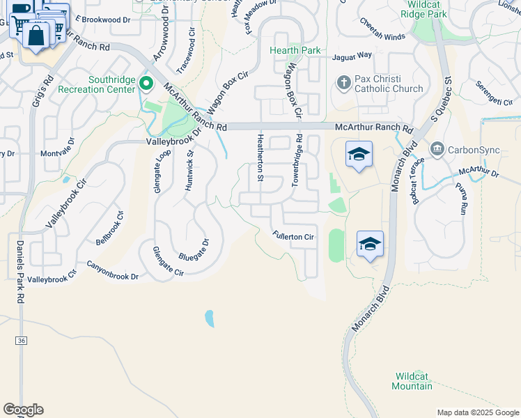 map of restaurants, bars, coffee shops, grocery stores, and more near 5212 Fullerton Lane in Littleton