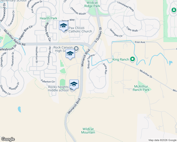 map of restaurants, bars, coffee shops, grocery stores, and more near 10950 Puma Run in Lone Tree