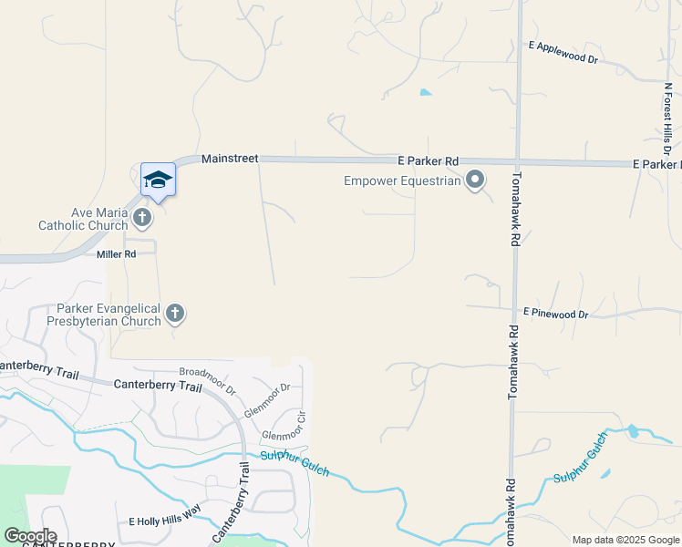 map of restaurants, bars, coffee shops, grocery stores, and more near 11901 Deer Haven Trail in Parker