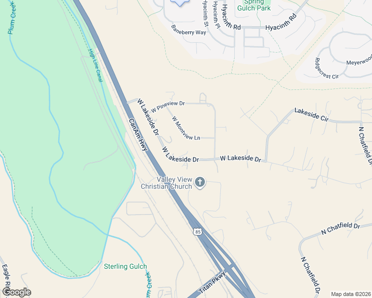 map of restaurants, bars, coffee shops, grocery stores, and more near 7216 West Lakeside Drive in Littleton