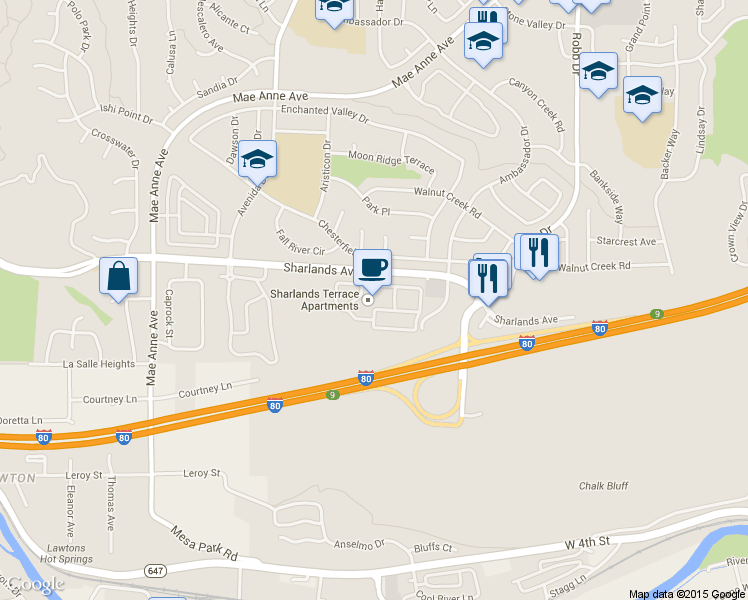map of restaurants, bars, coffee shops, grocery stores, and more near 6400 Sharlands Avenue in Reno