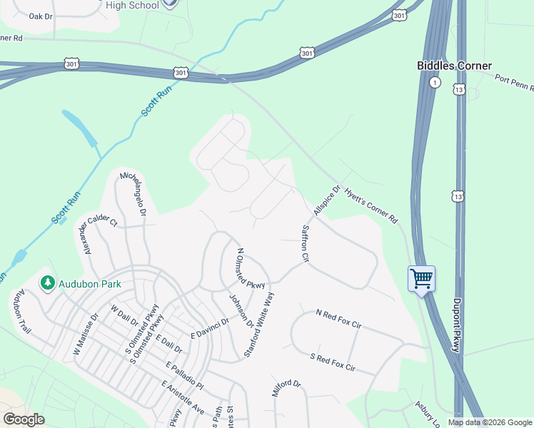 map of restaurants, bars, coffee shops, grocery stores, and more near 607 Paprika Place in Middletown