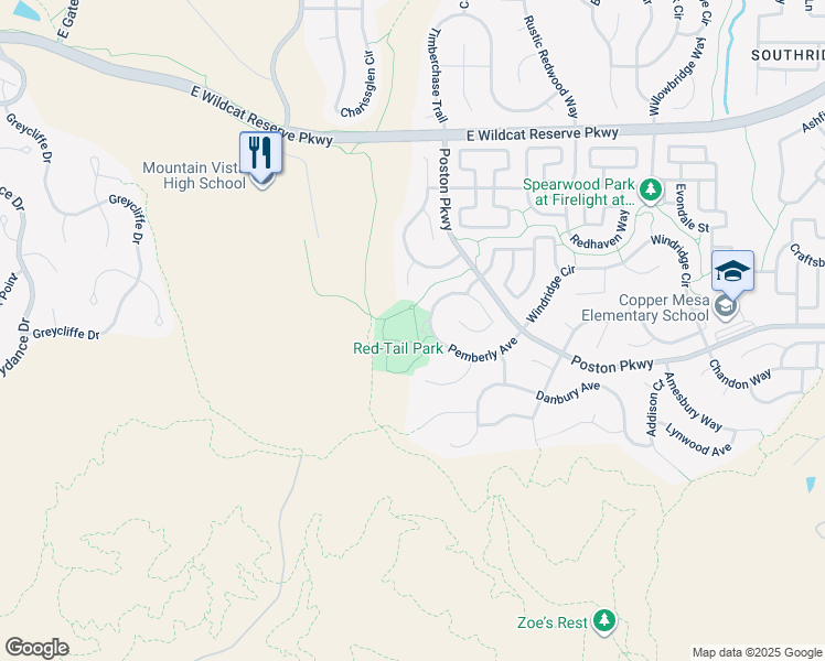 map of restaurants, bars, coffee shops, grocery stores, and more near 2674 Pemberly Avenue in Highlands Ranch
