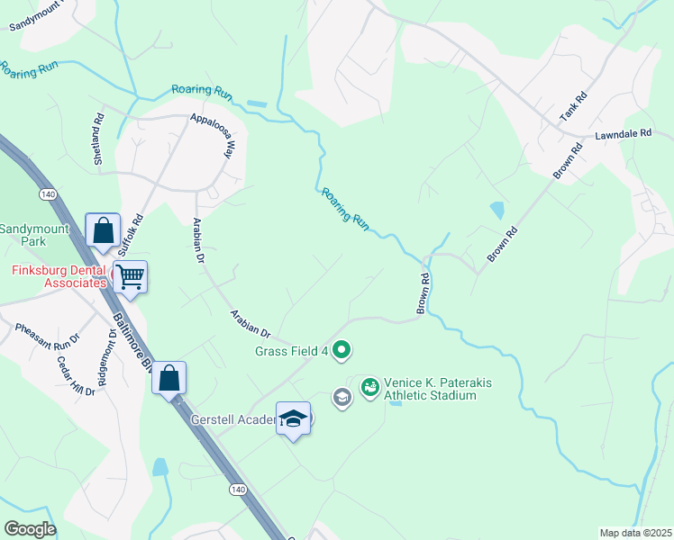 map of restaurants, bars, coffee shops, grocery stores, and more near 2665 Secretariat Drive in Finksburg