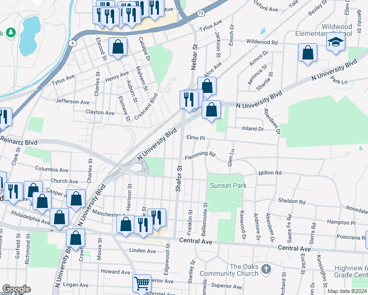 map of restaurants, bars, coffee shops, grocery stores, and more near 409 Shafor Street in Middletown