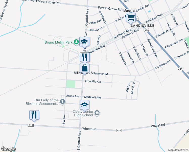 map of restaurants, bars, coffee shops, grocery stores, and more near 700 West Summer Avenue in Buena