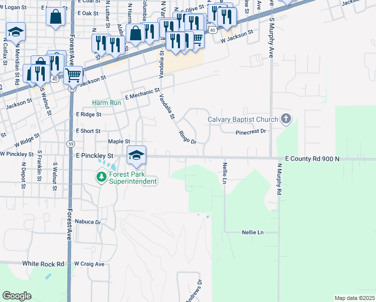 map of restaurants, bars, coffee shops, grocery stores, and more near 513 Ringo Drive in Brazil