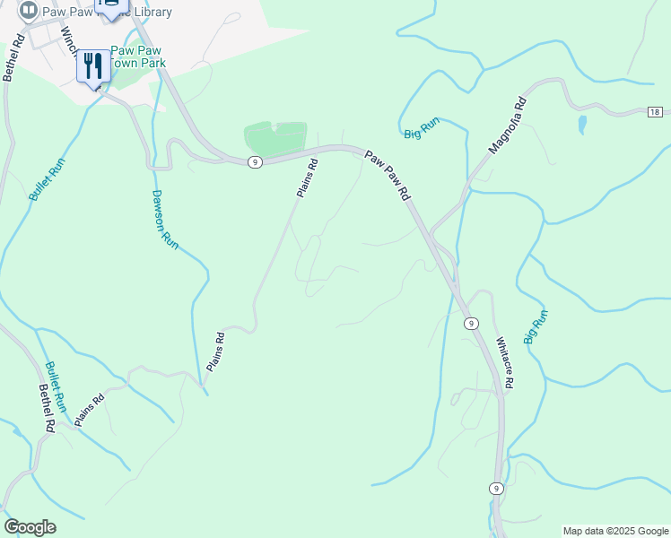 map of restaurants, bars, coffee shops, grocery stores, and more near 448 Elise Lane in Paw Paw