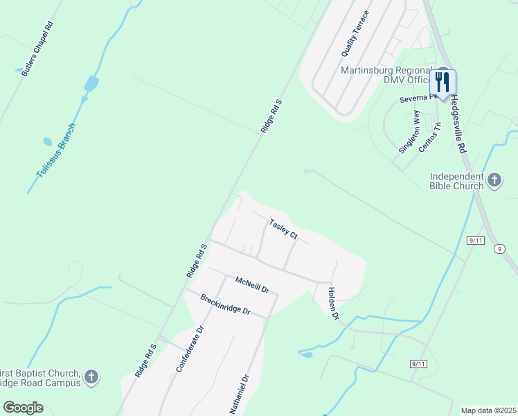 map of restaurants, bars, coffee shops, grocery stores, and more near 23 Tasley Court in Martinsburg