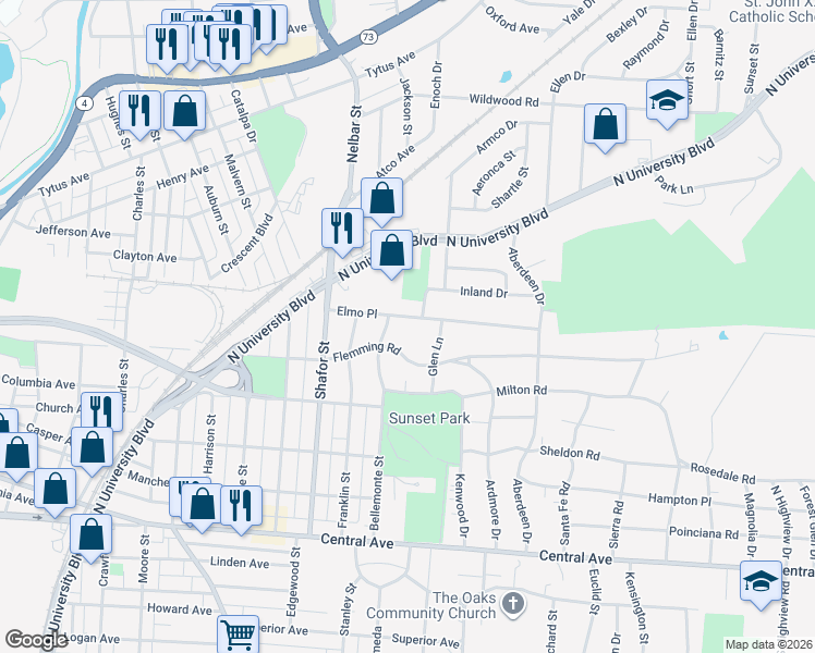 map of restaurants, bars, coffee shops, grocery stores, and more near 2609 Elmo Place in Middletown