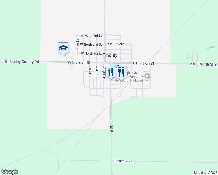 map of restaurants, bars, coffee shops, grocery stores, and more near 312-398 Main Street in Findlay
