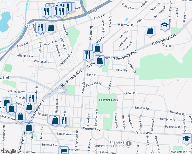 map of restaurants, bars, coffee shops, grocery stores, and more near 2506 Elmo Place in Middletown
