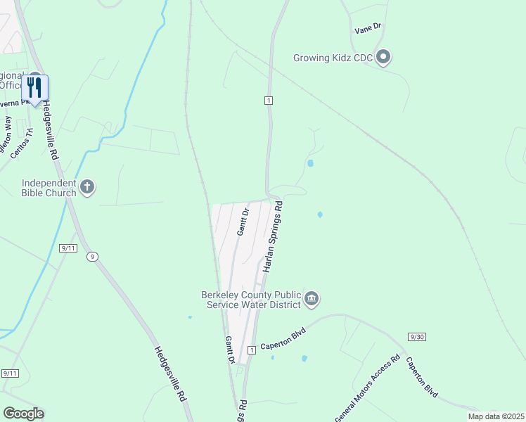 map of restaurants, bars, coffee shops, grocery stores, and more near 31 Gail Drive in Martinsburg
