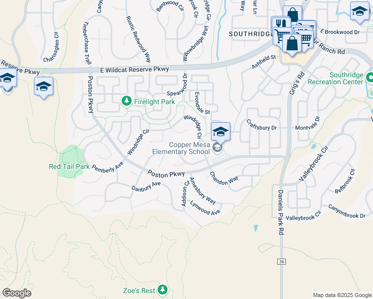 map of restaurants, bars, coffee shops, grocery stores, and more near 10832 Trotwood Way in Littleton