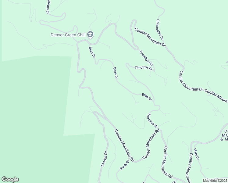 map of restaurants, bars, coffee shops, grocery stores, and more near 10855 Beas Drive in Conifer