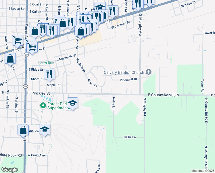 map of restaurants, bars, coffee shops, grocery stores, and more near 510 Edgewood Dr in Brazil