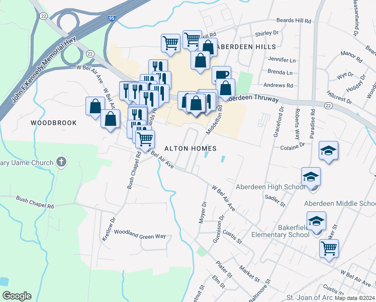 map of restaurants, bars, coffee shops, grocery stores, and more near 733 Rand Street in Aberdeen