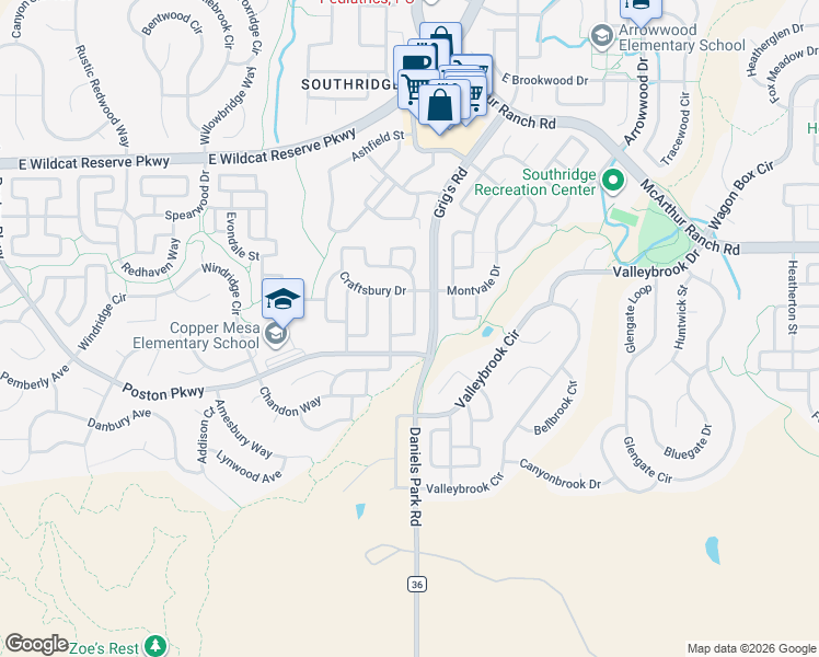 map of restaurants, bars, coffee shops, grocery stores, and more near 10868 Hickory Ridge Lane in Littleton