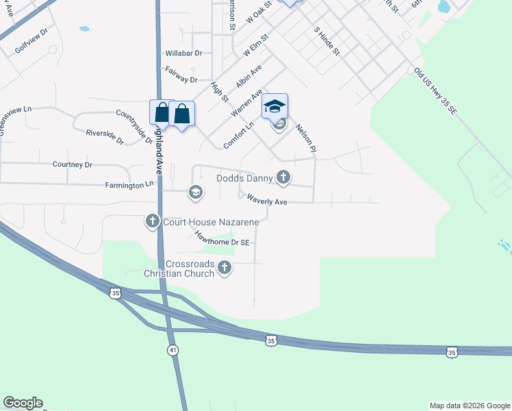 map of restaurants, bars, coffee shops, grocery stores, and more near 218 Eagles Way in Washington Court House