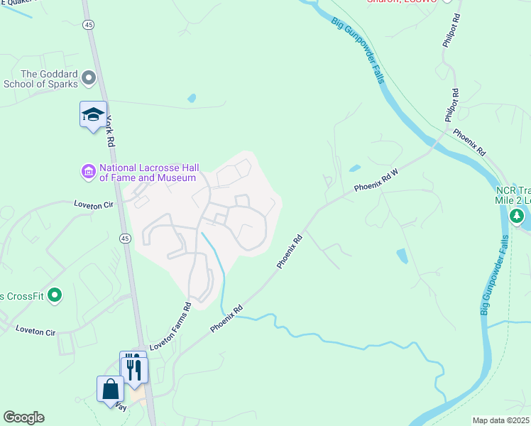 map of restaurants, bars, coffee shops, grocery stores, and more near 20 Old Forge Garth in Sparks Glencoe