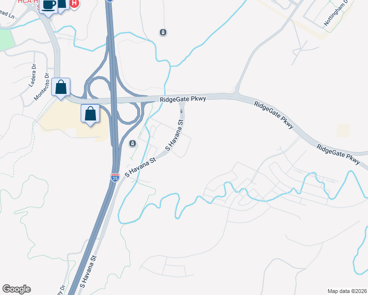 map of restaurants, bars, coffee shops, grocery stores, and more near S Havana St in Lone Tree