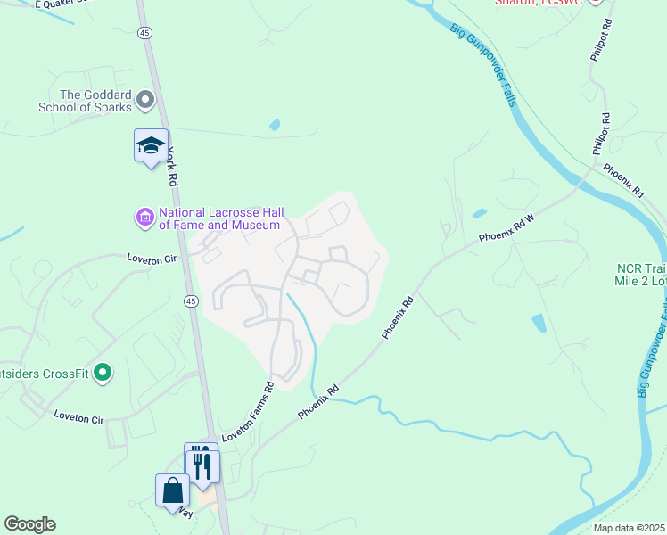 map of restaurants, bars, coffee shops, grocery stores, and more near 33 English Run Circle in Sparks Glencoe