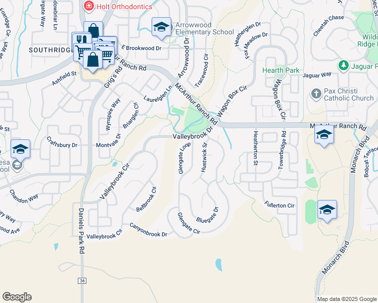 map of restaurants, bars, coffee shops, grocery stores, and more near 10751 Glengate Circle in Littleton