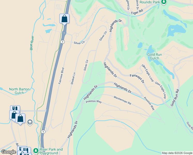 map of restaurants, bars, coffee shops, grocery stores, and more near 125 Mumford Place in Breckenridge