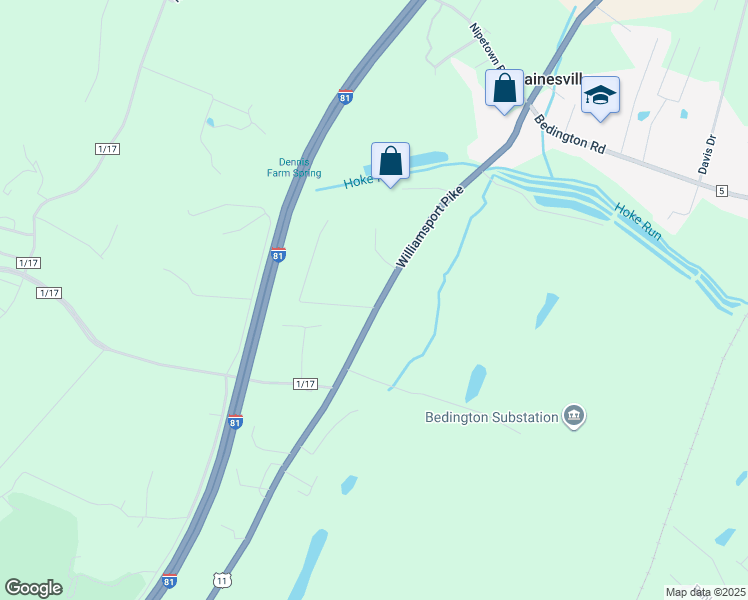 map of restaurants, bars, coffee shops, grocery stores, and more near 14 Kodiak Drive in Martinsburg