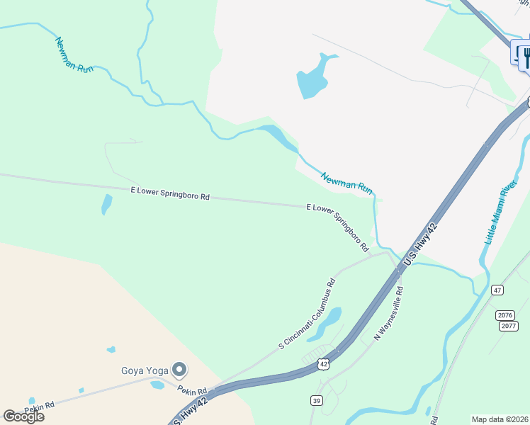 map of restaurants, bars, coffee shops, grocery stores, and more near 4699 East Lower Springboro Road in Waynesville