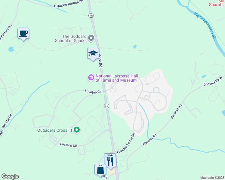 map of restaurants, bars, coffee shops, grocery stores, and more near 23 Cross Falls Circle in Sparks Glencoe